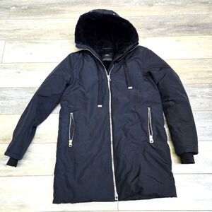 Zara hooded black winter long warm jacket size women's small